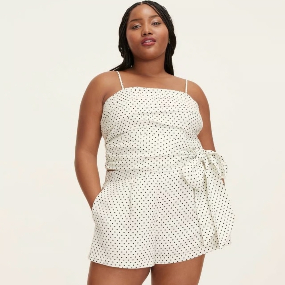 Kate Spade x Target Black and White Polka Dot Linen Bow Tank 1x